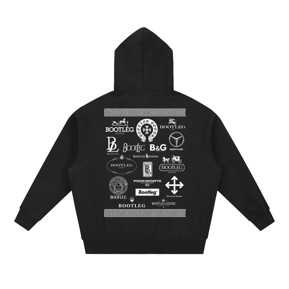 BOOTLEG GOODS Luxury black oversized heavyweight graphic hoodie