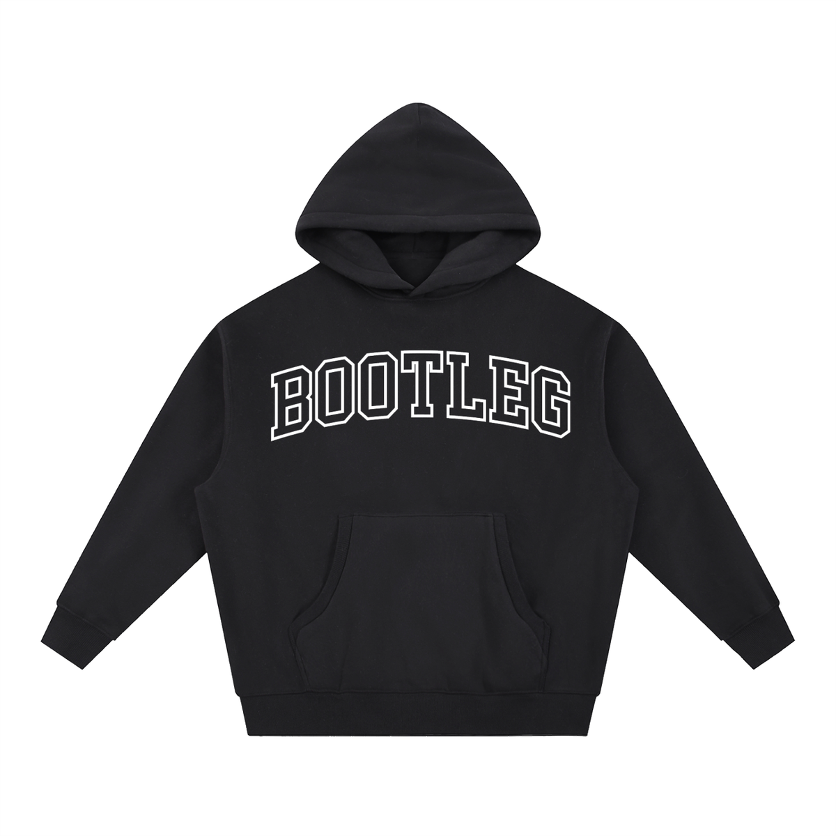 BOOTLEG GOODS College black oversized heavyweight graphic hoodie