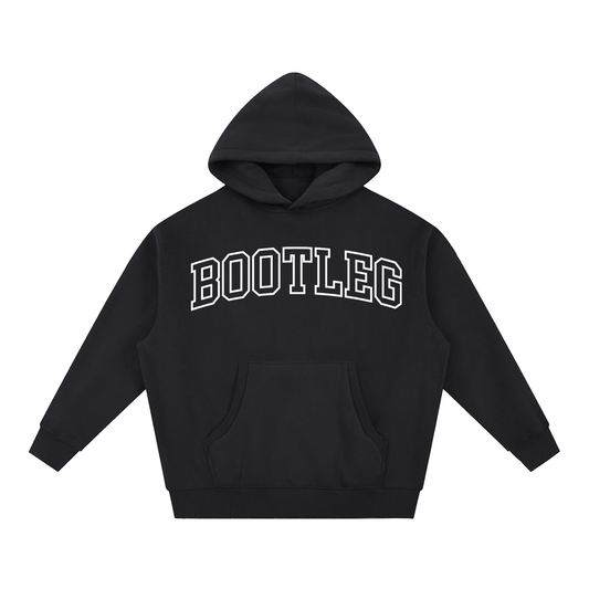 BOOTLEG GOODS College black oversized heavyweight graphic hoodie