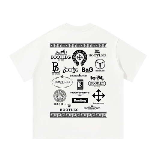 BOOTLEG GOODS Luxury white oversized heavyweight graphic t-shirt